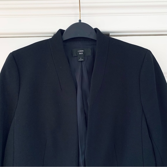 J. Crew Going Out Blazer Stretch Twill Black Jacket Open Lapelless H2743 Size 4 - Picture 2 of 7